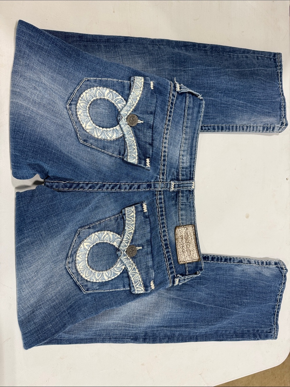 Big Star Blue Cropped Jeans with Embroidered Pocket Loops